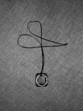 Black Square Pendant Necklace With Metal Ring